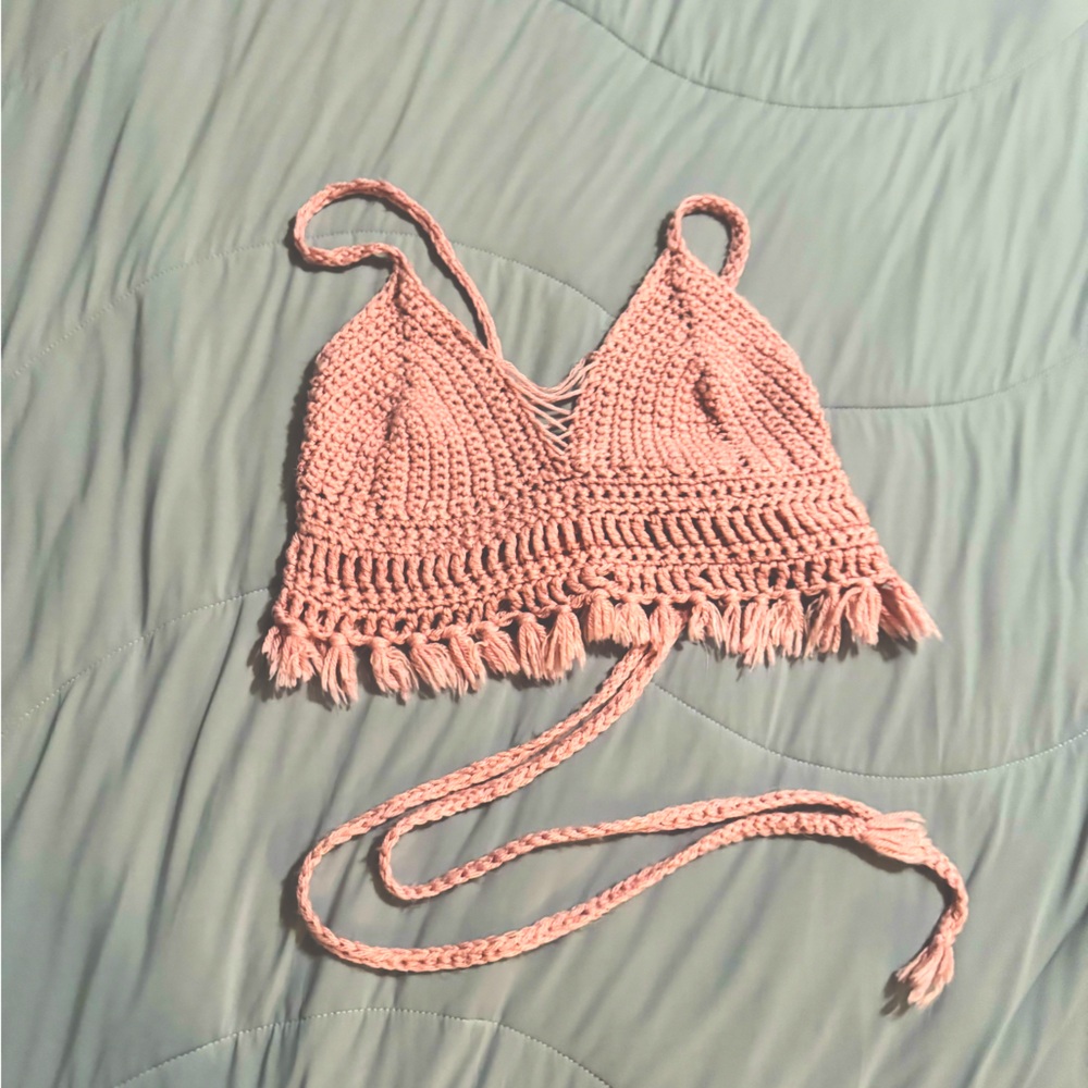 Pink Crochet Crop Top